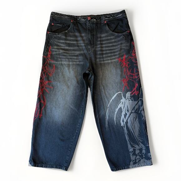 Vitroil Void Other - Vitriol Void Angel Jeans 38 Black Wide Leg Baggy Skater Punk Streetwear